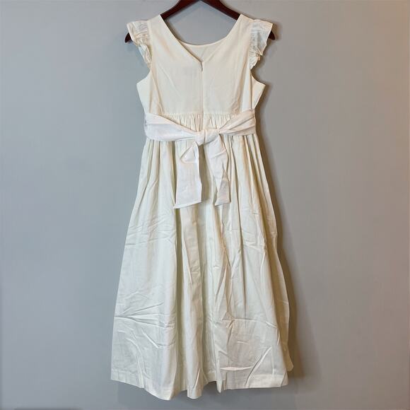 J.Crew Flutter Sleeve Maxi Dress Cotton Sateen Bow Special Occasion BI927 Ivory - Picture 7 of 16